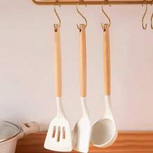 Wooden Handle Silicone Spatula, Heat Resistant & Non-Stick For Cooking - Multicolor - View 3