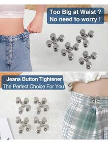 2套隐形可调节免打孔牛仔裤扣 - 快速修身宽松裤裙牛仔裤 - 打造专属合身造型的必备单品，绝佳礼物 - 腰部扣 - 查看 5