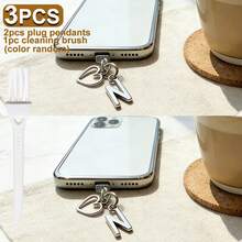 可爱三件套防尘塞爱心吊坠套装，包含2个Type-C USB-C防尘塞和1个清洁刷，防尘USB-C插头盖，适用于 17-15以及 14-5 Lightning接口。 - 彩色 - 查看 112