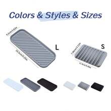 5pcs Silicone Storage Tray, Rectangular Vanity Tray, Sink Sponge Soap Dispenser Rack, Kitchen Sink Soap And Sponge Holder, Household Essentials, Bathroom Accessories - Multicolor - View 10