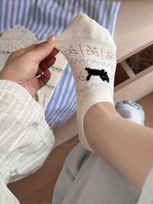 1/3/6/12 Pairs Fairisle Cartoon Boat Socks, Women Summer Thin Ankle Liner No Show Socks - Multicolor - View 4