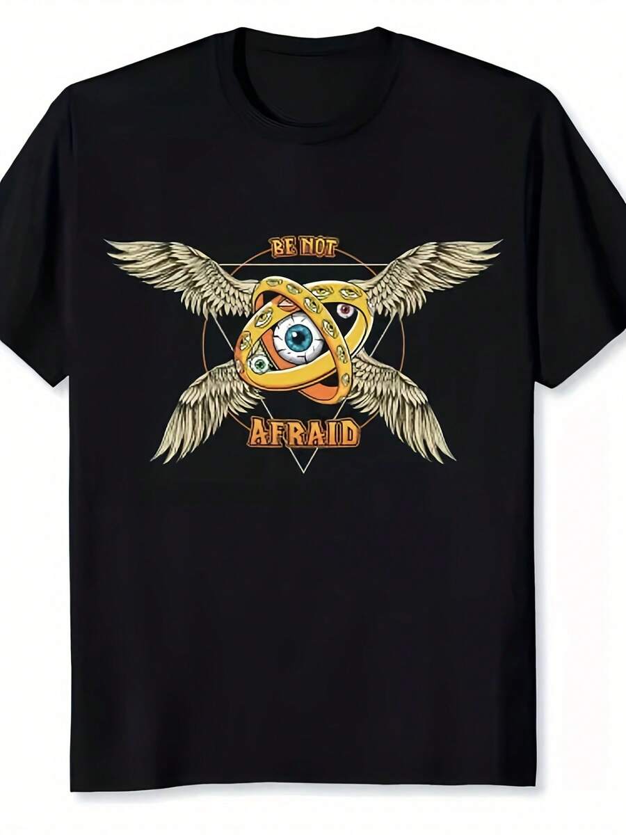 Camiseta para hombre con diseño bíblico preciso de los ángeles Serafines Ofanim - Camiseta retro con estampado bíblico y diseño angelical, corte cómodo e informal para la iglesia, el estudio y ocasiones casuales - Ropa - Negro - Ver 1