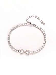 1 chiếc vòng tay nữ, vòng tay đính đá Zirconia lấp lánh, vòng tay hình bướm đính đá Zirconia, đính đá Zirconia toàn vòng tròn, chiều dài 16-20cm, phù hợp cho nữ đeo hàng ngày, dễ thương & ngọt ngào, trang sức tinh tế, quà tặng Ngày Valentine/Ngày của Mẹ/Sinh nhật. - Loại bướm - Xem 2