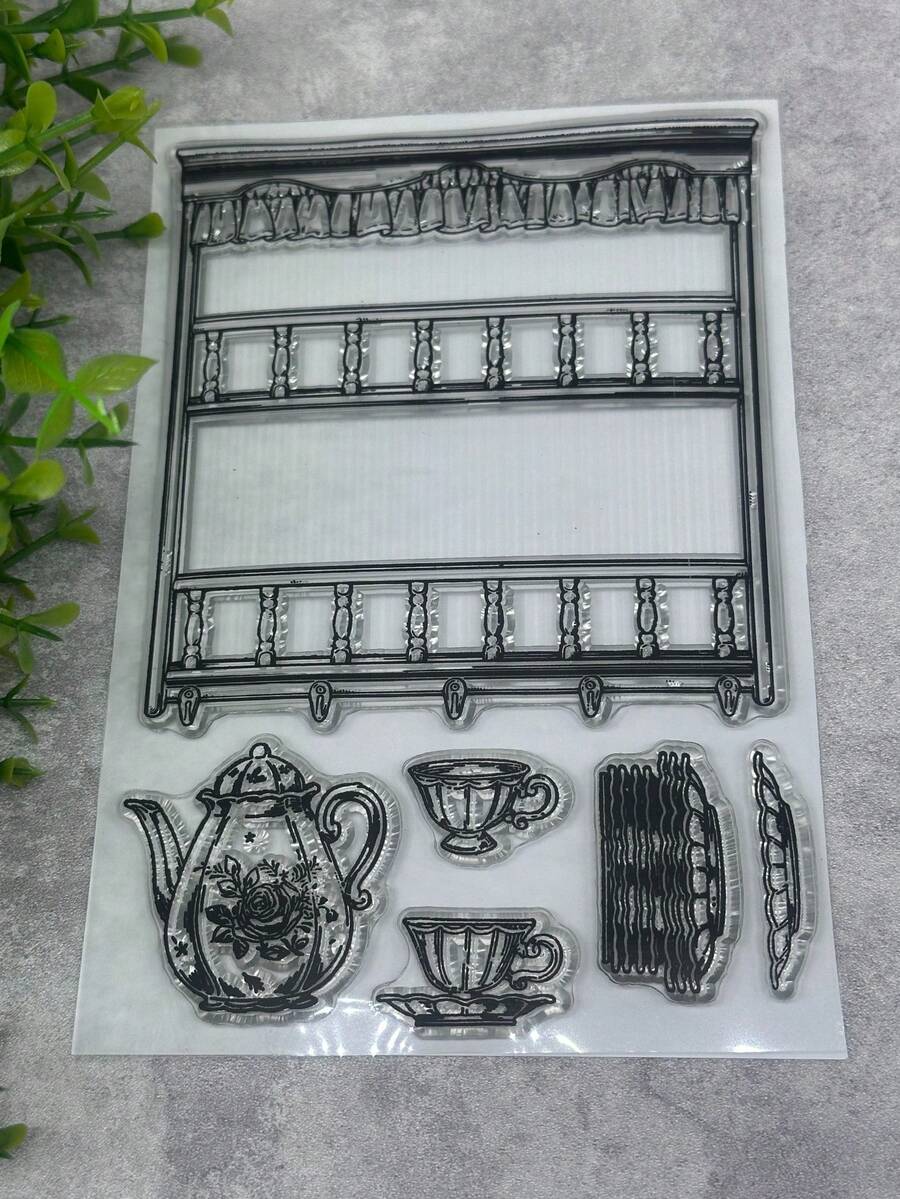 1 Transparent Clear Stamp Retro Rubber Transparent Card Shelving Making Stamp DIY Scrapbook Photo Magazine Album Decoration Stamp - C - View 1