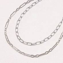 1件百搭街头嘻哈风格金属双层裤链，复古个性化牛仔裙腰链，带吉他吊坠 - 銀色 - 查看 4