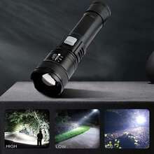 1/2/4/6pcs Portable 8000W Flashlight With Reverse Charging For Phones, High Capacity 1200mAh Lithium-Ion Battery, Super Bright Spotlight And Floodlight, Adjustable Focus, 4-Level Battery Indicator, Rechargeable Via USB, Suitable For Camping, Hunting, Fishing, Hiking, LED String Lights For Mother's Day, Eid, Back To School, Christmas, Halloween, Festival Party Lighting Decorations - Battery Level Indicator Flashlight - View 8