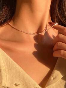 Nooxian 1件女士毛毛虫铜项链 - 玫瑰金 - 查看 3