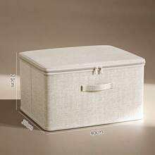 1 pieza Caja de almacenamiento plegable de lino, organizador con tapa de gran capacidad, plegable y apilable (sin cerradura) - Multicolor - Ver 12