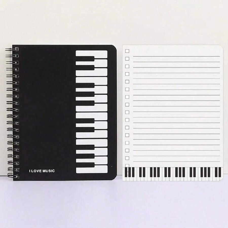 1PC Notebook, Coil Notebook, Music Stationery Set, Creative Gift, Piano Key Homework Notebook, Music Notebook (Color Random)Festival Gifts, Festival Presents, Stationery Gifts, Study Supplies, Birthday Gifts, Christmas, Back-To-School Season, Valentine's Day - Multicolor - View 1