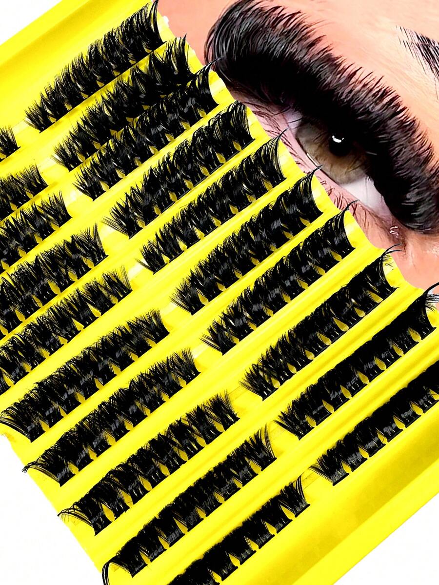 160pcs 8-16mm Curled D-Shape False Eyelashes, 100D 3D Thick & Fluffy Faux Mink Makeup Tools, Reusable Beauty Accessories
