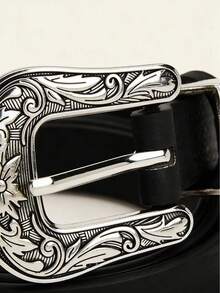 Western Style Pin Buckle Fashion Versatile Decorative Belt For Women - Black - View 6