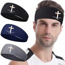 3 PCS Sweat Bands Headbands Men Christian Jesus Cross Headbands for Men Women Sports Sweatbands Workout Cooling Headband Mens Stretchy Moisture Wicking Running Sweat Head Band Hairband for Gym Yoga - Espina cruzada - Ver 9