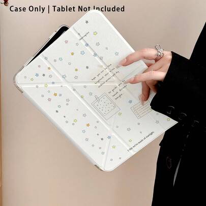 亚克力水晶彩绘平板电脑保护套，带支架，兼容三星/苹果/荣耀等主流机型，彩色星形图案，可折叠防弯折，硅胶加固边角，自动唤醒/睡眠功能，内置笔槽，多角度可折叠支架 - 日常完美保护，节日理想礼物