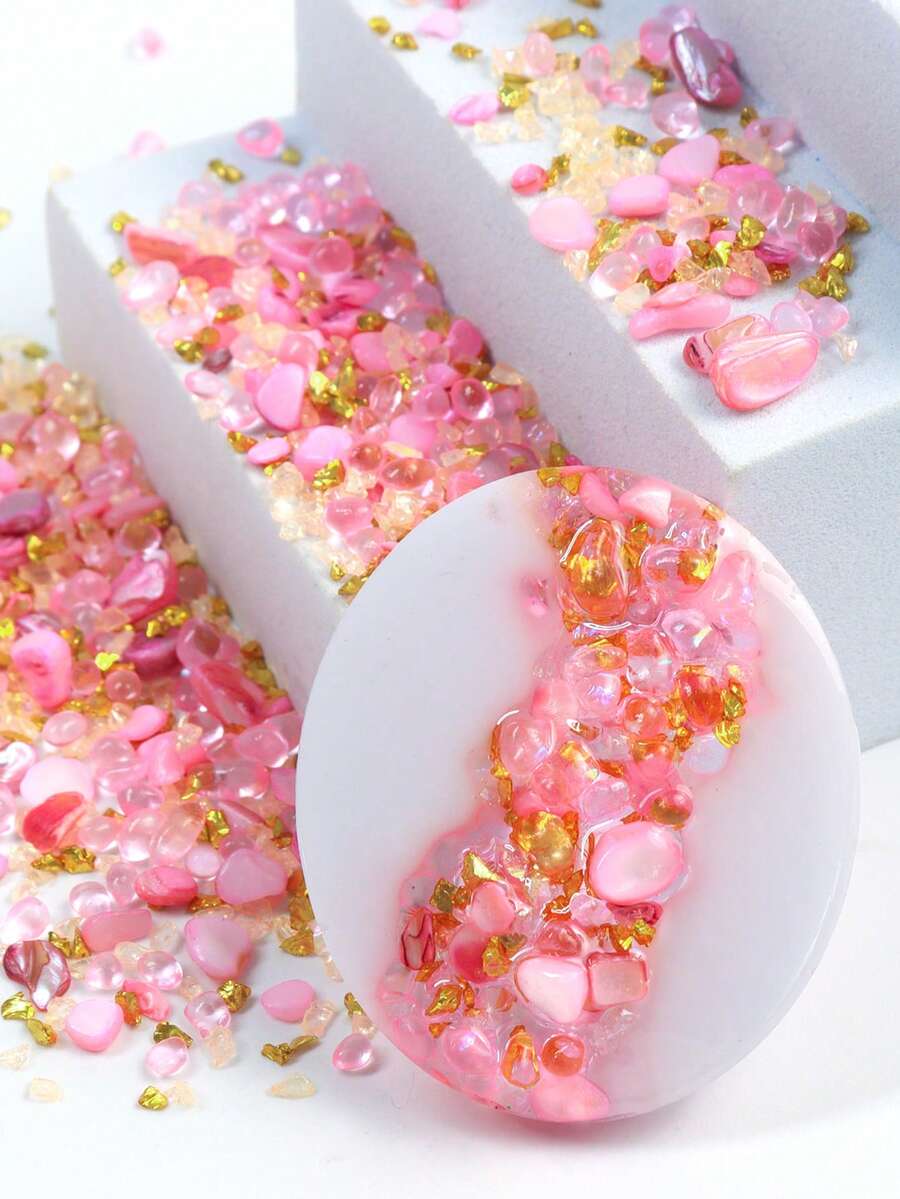 1 Túi/25g Bột thủy tinh vỏ sò màu hồng, Vật liệu độn trang sức, Vật liệu thủ công DIY - Vật liệu làm móc khóa sáng tạo, Thích hợp cho đồ thủ công DIY, đúc nhựa, làm trang sức, trang trí cốc, vật liệu thủ công DIY.