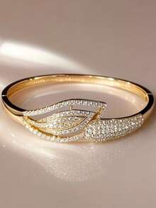 1pc Elegant Luxury Leaf-Shaped Sophisticated Women's Bracelet, Suitable For Daily Wear And Holiday Gatherings - Multicolor - View 6