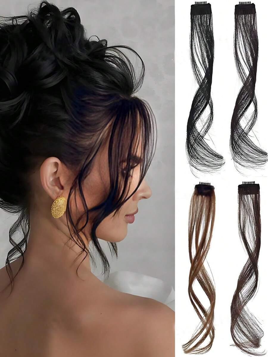 Peluca con estilo de cabello de dragón, con un ligero cabello rizado con forma de 8 a ambos lados, puede crear una forma de rostro natural y es adecuada para que las mujeres la usen. Esta peluca presenta un diseño de flequillo con forma de 8, adecuado para el uso diario, también se puede usar como accesorio de invierno, pasador de cabello para fiestas o pasador de cabello de moda. Se puede regalar a la madre en el Día de la Madre, Pascua o para el Mundial 2026. Accesorios de verano para el cabello, pinzas para el cabello de playa, vacaciones, viajes - Multicolor - Ver 1