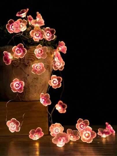 30/20/10 LED Pink Sakura Fairy Lights, LED Flower Lights String, LED Floral Bouquet Lights, Sakura Lights, Wedding Decor, Battery Powered, With Switch Control, No Battery Needed, Suitable For Wedding, Holiday, Room, Bedroom, Indoor, Space, Garden, Fence, Flower Pot, Wall, Gift Decoration, Party, Birthday, Decorative Celebration