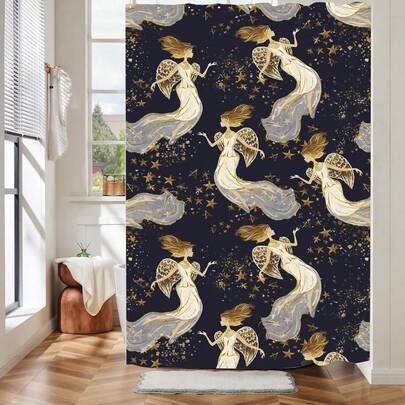 1件复古浴帘，适用于浴室浴缸隔断，浴室配件，浴室帘装饰