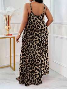 Lady CURVE Spring And Summer Casual All Over Leopard Print Beach Spaghetti Strap Prom Dress Suspender Dress Plus Size Dress Plaid Dress African Dress,Sun Dresses For Women Chic Dress - 彩色 - 查看 7