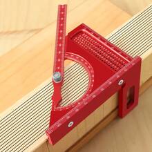 Escuadra de Carpintería Ajustable 3D con Guía de Marcado Rápido de 180 Grados - Juego de Reglas de Medición de Media Circunferencia de Aleación de Aluminio - Pulgadas negras - Ver 7