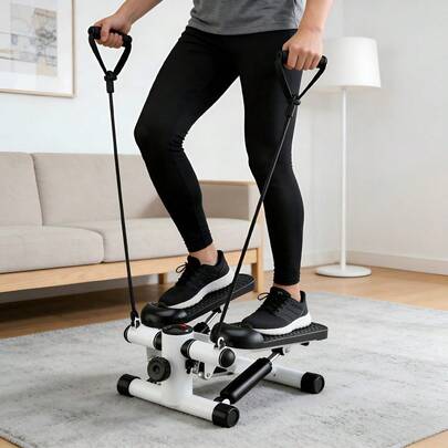 1 pezzo Stepper, utilizzato per esercizi domestici, dotato di fasce elastiche e pedali pneumatici - caratterizzato da una grande capacità di carico, altezza regolabile e funzionamento meccanico silenzioso, è un'attrezzatura ideale per palestre domestiche e allenamento aerobico.