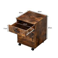 TUKAILAi Office Filing Cabinet, Mobile File Cabinet Storage 1 Drawer & 1 Door With Lockable Rolling Wheels Under Desk For A4 Paper, Legal Letters For Home Office - Brown - View 8