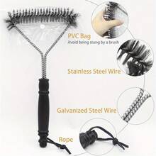 2 pezzi Spazzola per barbecue in acciaio inossidabile, Spazzola per pulizia griglia barbecue, Spazzola a rullo a forma di Y con manico lungo, Spazzola per pulizia antiaderente per barbecue, Spazzola a rete triangolare per barbecue, Accessori per barbecue - Multicolore - Visualizzare 6