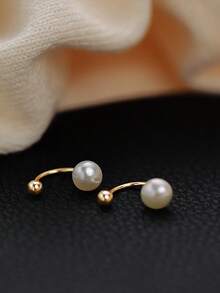 1 Pair S925 Sterling Silver Geometric Ball Stud Earrings For Women, Minimalist Elegant Screw-Back Earrings, Luxury Versatile Earrings For Gatherings - Beads - View 7