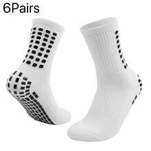 1/3/6 Pairs Football Socks For Men, Short/Tall, Thick, Non-Slip, Durable Sports Socks - Black and White - View 6