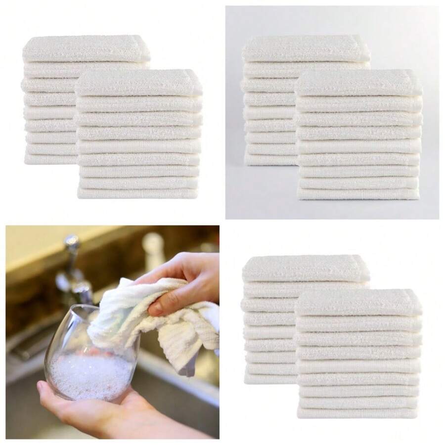 18-Piece Dish Cloths For Kitchen Cleaning, White Bar Mop Towels Set - 1 - 查看 1