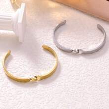 Vòng tay bằng thép không gỉ mạ vàng 18K, kiểu dáng xoắn hình chữ C, phong cách Pháp tối giản thanh lịch. - Nhiều màu - Xem 4