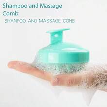 1个硅胶头皮按摩洗发刷，头皮清洁去角质按摩器，护发浴室配件 - 彩色 - 查看 10