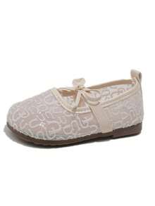2026 Spring/Summer New Korean Style Girls Bowknot Mary Jane Flat Lace Mesh Baby Shoes - Beige - View 5