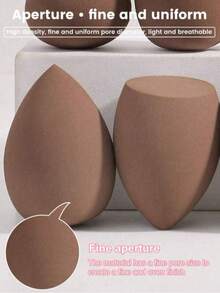 6 Pcs Makeup Sponges, For Cream And Powder Concealer - Coffee Brown - View 3