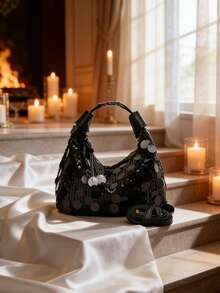 1 pezzo Borsetta mini retrò con glitter. Questa borsa a tracolla multifunzionale presenta uno stile di design europeo e americano, può essere utilizzata come borsa a spalla o borsa a tracolla, adatta a varie occasioni, attività all'aperto, tempo libero, pendolarismo per il lavoro, ecc. È un regalo molto adatto per i teenager. - Multicolore - Visualizzare 5