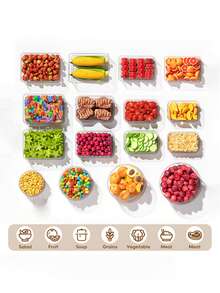 24pcs-food storage containers, with easy-pull LIDS, for pantry and kitchen organizations - with free labels and markings, kitchen storage accessories. - Transparencia - Ver 6