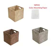 1 rattan-ähnlicher rechteckiger Aufbewahrungskorb, geeignet für Bars, Badezimmer, Schlafzimmer, Couchtische, handgewebter rechteckiger Rattan-Korb, kann verwendet werden zum Aufbewahren von Obst, Tee, Snacks, Brot, Picknicks, Kosmetika, Küchenutensilien usw. Gute Wahl für Ostern und Muttertag - Khaki - Übersicht 9