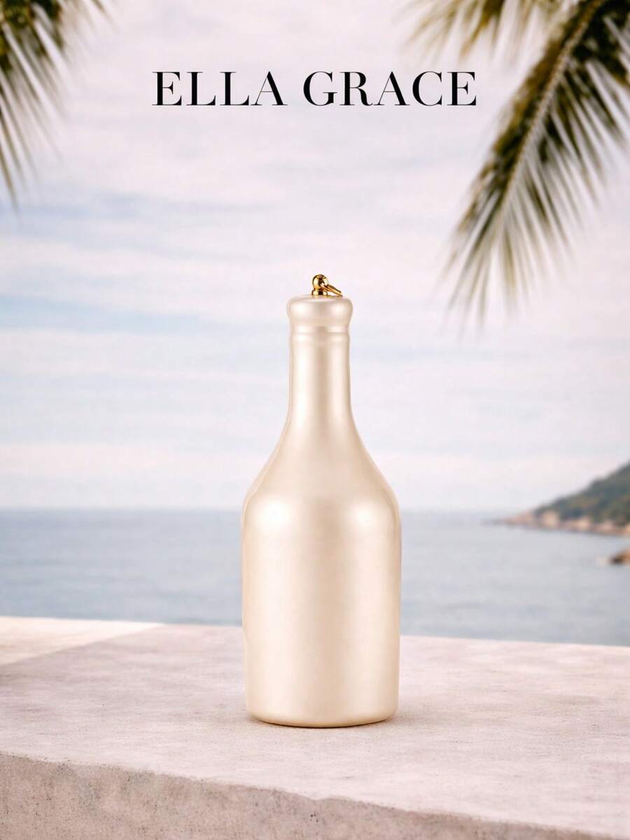 ELLA GRACE - Túi xách cầm tay hình chai sâm panh màu be và vàng đồng, thanh lịch, thích hợp cho tiệc tùng và đám cưới, màu sâm panh. - trắng - Xem 1