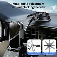 TAFDIUR 360°旋转车载仪表盘吸盘手机支架 - 静音可调节导航支架，齿轮设计带阻尼面板，ABS材质，强力吸盘底座，适用于所有智能手机 - 齒輪款+瀑布砲台 - 查看 2