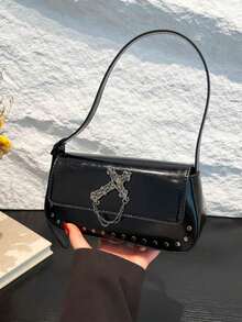 2026 New Fashion Bag, Niche Gothic Style Cross Baguette Bag, Chic Ladies' Handbag, Retro Versatile Underarm Shoulder Bag - Multicolor - View 7