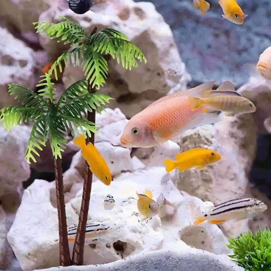 2 Peças Árvores de Coqueiro Miniatura Realistas, Modelo de Paisagem de Diorama de Praia, Plantas de Árvores de Coco Duplas, Adequadas para Cenários de Trem Modelo, Design de Arquitetura, Caixa de Areia, Jogos de Mesa, Decoração de Paisagem, Aquário, Tanque de Peixes, Decorações de Bolo e Artesanato, Cenário Tropical, Textura Detalhada, Resina de Alta Qualidade - A - Visão 1