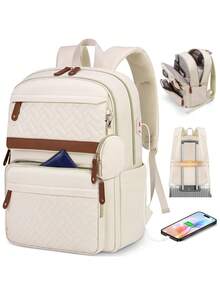 Multifunctional Backpack, Unisex Laptop Backpack, 15.6-Inch Travel University Backpack, Large Quilted Business Work Backpack, Detachable Bag, Stylish And Lightweight, Teacher And Nurse Computer Bag, Office And Casual, Black - Multicolor - View 1