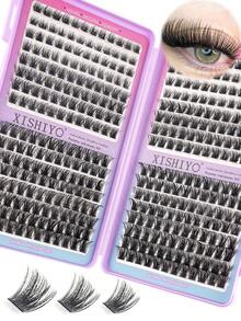 384pcs C-Curl Mixed Length 10-16mm Fluffy & Lightweight Natural Eyelash Extension Kit, Reusable Eyelash Clusters, C-Curl Individual False Eyelashes - View 7