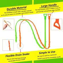 Drain Snake, Drain Clog Remover,Hair Snake Tool Opener, Sink Snake For Sewer Kitchen Sink Bathroom Tub Toilet Clogged Drains Relief Cleaning Tool(1pc 25 Inch +1pc 20inch) - / - View 4