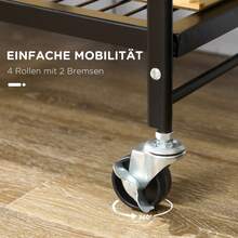 HOMCOM Rolling Cart, Folding Kitchen Cart, Serving Cart With 3 Tiers And Handle, With 4 Wheels, Steel, Black - 1 - View 7