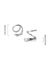 1 Pair Simplistic 925 Sterling Silver Spiral Stud Earrings, Sweet Korean Jewelry Accessory, Friendship & Couples Gift - Spiral - View 7