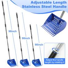 2-In-1 Chicken Manure Shovel And Rake, Ergonomically Gripped, With Handle, Used For Cleaning Chicken Coops And Pet Waste, Durable Sand Screen Garbage Shovel For Chicken Coops And Small Farm Animals, Adjustable Length (45in-70in) - A - View 3