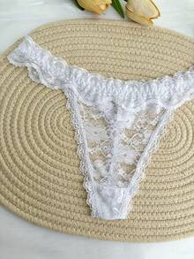 Personalized Custom Name Lace Thong G-String, Bold And Sexy Low Waist See Through Underwear With Boyfriend Or Husband's Name, G-String, Tanga, DIY Sparkling Crystal English Letter Name Underwear, Couple Gift, Bachelor Party Gift, Wedding Custom Gift, Ideal Gift For Lover, Wife, Girlfriend, Friend's Birthday/Valentine's Day/Anniversary/Holiday/Honeymoon/Vacation/Bedroom - trắng - Xem 5