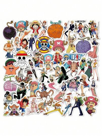 TOEI ANIMATION 50 قطعة ملصقات رسمية من ONE PIECE لشخصيات تشوبر وزورو عالية الجودة مقاومة للماء والخدش والأشعة فوق البنفسجية، ديكورات كرتونية لألواح التزلج والأكواب والأجهزة المحمولة والجيتار، هدايا عيد الأم والأب وأعياد الميلاد للأصدقاء