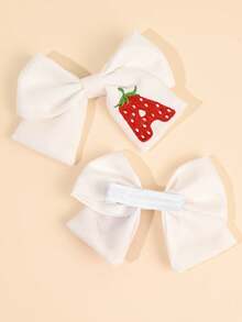 2个装 26个字母草莓刺绣发夹，可爱水果发卡，柔软面料鳄鱼夹，适合婚礼、生日派对、日常佩戴，甜美草莓发卡，节日礼物，婴儿发饰 - 彩色 - 查看 9